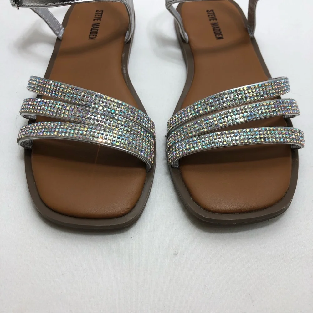 Steve Madden‎ JNAYYA-751 Silver Rhinestone Girls Sandals Size 3